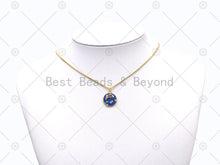 Load image into Gallery viewer, CZ Micro Pave Dolphin On Enamel Round Coin Shape Pendant,18K Gold Filled Dolphin Charm, Necklace Bracelet Charm Pendant, Sku#JD16