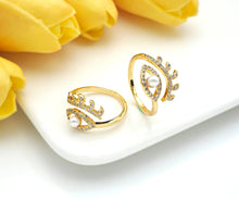 Load image into Gallery viewer, Eye with Pearl Long Eyelash Ring, LD80