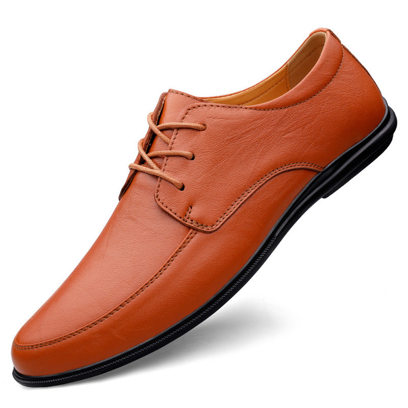 Men's Casual Leather Shoes – Lace-Up Round Toe Soft Sole Comfort Loafer | Black, Coffee, Tan