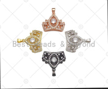Load image into Gallery viewer, 18K Gold Micro CZ Pave Crown Pendant, Gold Crown Charm, Queen Crown Beads, Jewelry Findings, 20x24mm,sku#LK43