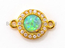 Load image into Gallery viewer, CZ Micro Pave Round connector/Link Finding, Green Opal, CZ micro paved, Cubic Zirconia CZ Connector, 9x13mm, sku#A71