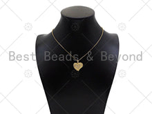Load image into Gallery viewer, Gold Filled CZ Micro Pave Heart On Heart Shape Pendant, 18K Gold Filled Heart Charm, Necklace Bracelet Charm Pendant,20x23mm,Sku#LK335