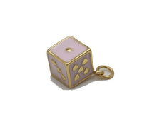 Load image into Gallery viewer, Pink Enamel Heart Dice Cube Charm, Sku#LK720