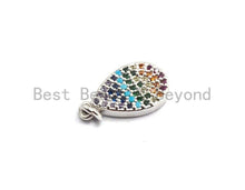 Load image into Gallery viewer, 9x15mm CZ Rainbow Color Micro Pave Teardrop Shaped Pendant,CZ Paved Teardrop Charm Gold,Silver,Rose Gold,Gunmetal plated,sku#F746