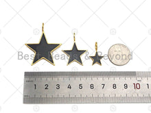 Load image into Gallery viewer, Gray Enamel Five Point Star Pendant with Gold Finish, Grey Enamel Star, Colorful Enamel Star, 14x22/24x31/33x40mm, Sku#FH172