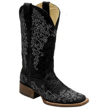 Load image into Gallery viewer, Women's Embroidered Chunky Heel Square Toe Mid-Calf Knight Boots | Slip-On Winter Boots