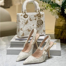 Load image into Gallery viewer, Women's Gold Bow Strap Pointed Toe High Heel Sandals - Elegant Party Heels