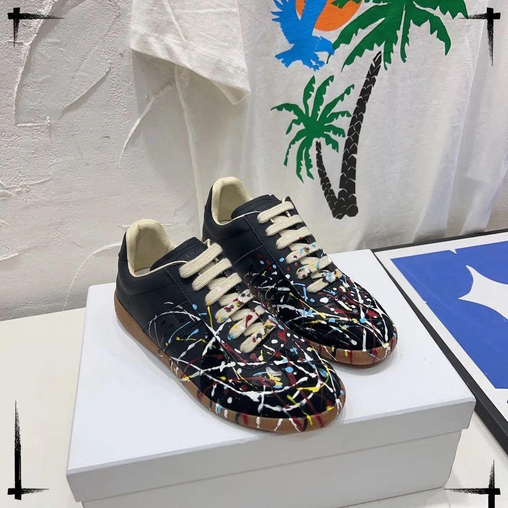 Premium Genuine Leather Casual Sneakers - Unisex Breathable Lace-Up Shoes
