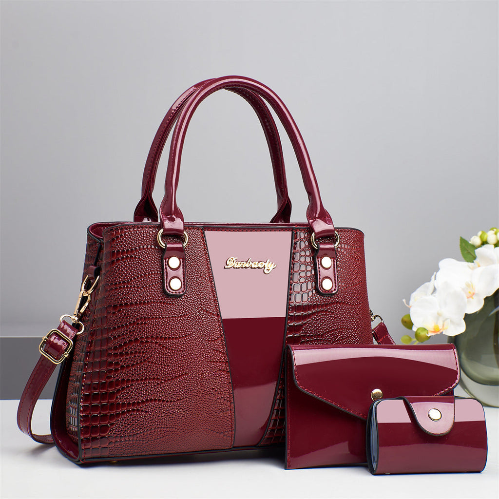 Crocodile Pattern PU Crossbody Bag Set