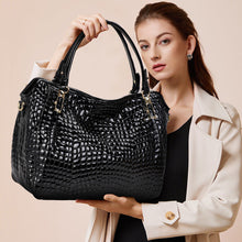 Load image into Gallery viewer, Women's Genuine Leather Tote Bag - Crocodile Pattern Large Casual Handbag