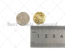 Load image into Gallery viewer, CZ Micro Pave Black CZ Square Pattern On Round Coin Shape Pendant, Dainty Gold Medallion Pendant,17mm, Sku#LK24