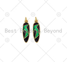 Load image into Gallery viewer, Green and Black Enamel Teardrop Shape Pendant,18K Gold Filled Enamel Charm,Enamel Jewelry,23x7mm,Sku#LK410