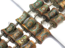 Load image into Gallery viewer, 1pc/12pc Etched Tibetan agate Spool Beads, Dzi Agate Beads,