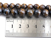 Load image into Gallery viewer, Plated Brown Tiger Eye Attachment Necklace with Large CZ Pave Silver clasp, 18 long, 8mm/10mm beads size, sku#D46