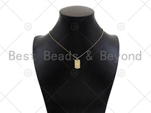 Load image into Gallery viewer, Gold Filled CZ Micro Pave You Me Heart On Rectangle Shape Pendant, 18K Gold Filled Charm, Love Necklace Bracelet Charm,11x18mm,Sku#LK330