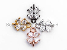 Load image into Gallery viewer, Clear CZ Micro Pave Four Leaf Flower Connector, SKU#A67
