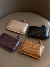 Load image into Gallery viewer, Premium Oil-Waxed Cowhide Leather Neck Wallet Cardholder Coin Purse - Crocodile Pattern Card Holder