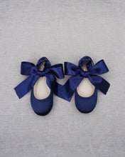 Load image into Gallery viewer, Satin Ballet Flats with Ankle Tie or Ballerina Lace Up