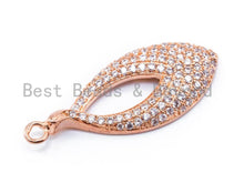 Load image into Gallery viewer, CZ Micro Pave Teardrop Go-Go Pendant, Cubic Zirconia Oval Leaf Pendant for Necklace Bracelet Earrings Making, 13x31mm,sku#B32