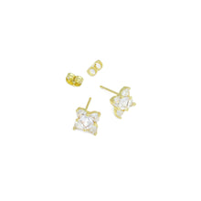 Load image into Gallery viewer, Clear CZ North Star Flower Stud Earrings, Sku#A411