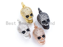 Load image into Gallery viewer, 3D CZ Micro Pave Black Eye Skull Charm, 18x9x12mm, Cubic Zirconia Charm Pendant,Men's Jewelry,1pc/2pcs sku#F109
