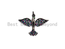 Load image into Gallery viewer, Colorful Cz Micro Pave Bird Pendant, CZ Pave Pendant, Gold/Rose Gold/Silver/Gunmetal plated, 29x21mm, Sku#F805