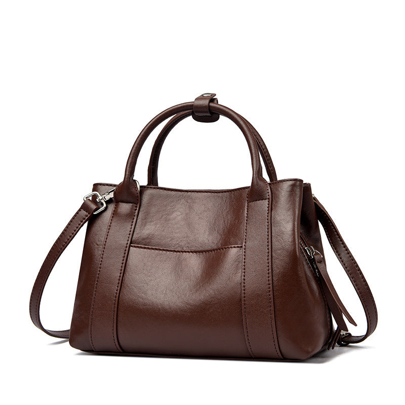 Women's Genuine Leather Crossbody Bag – Classic Minimalist Daily Commute Shoulder Bag