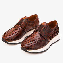 Load image into Gallery viewer, The Obsidian Tan  Python Leather Men Sneaker