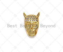 Load image into Gallery viewer, CZ  Micro Pave Skull Spacer Beads, Micro Pave Cubic ZirconiaBeads, Monster Head Beads, Large Hole Beads, Men's Jewelry Findings, sku#LK93