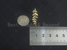 Load image into Gallery viewer, 18K Gold  CZ Pave Leaf Pendant, Gold Leaf Pendant, Gold plated Leaf, 9x30mm, Sku#LK27