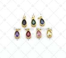 Load image into Gallery viewer, Colorful CZ Micro Pave Teardrop Shape Pendant,18K Gold Filled Teardop Charm, Necklace Bracelet Charm,,Sku#LK523