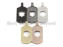 Load image into Gallery viewer, Large CZ Clear/Black Micro Pave Dog tag Hollow Out Skull Pen