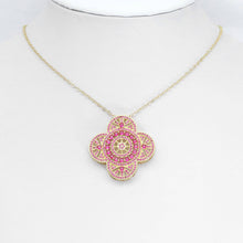 Load image into Gallery viewer, Colorful CZ Large four Petal Flower Charm Pendant, Sku#LX589