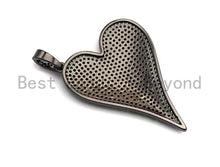 Load image into Gallery viewer, CZ Green Micro Pave Large Heart Pendant, Heart Shaped Pave Pendant, Gold/Rose Gold/Silver/Gunmetal plated, 30x41mm, Sku#X53