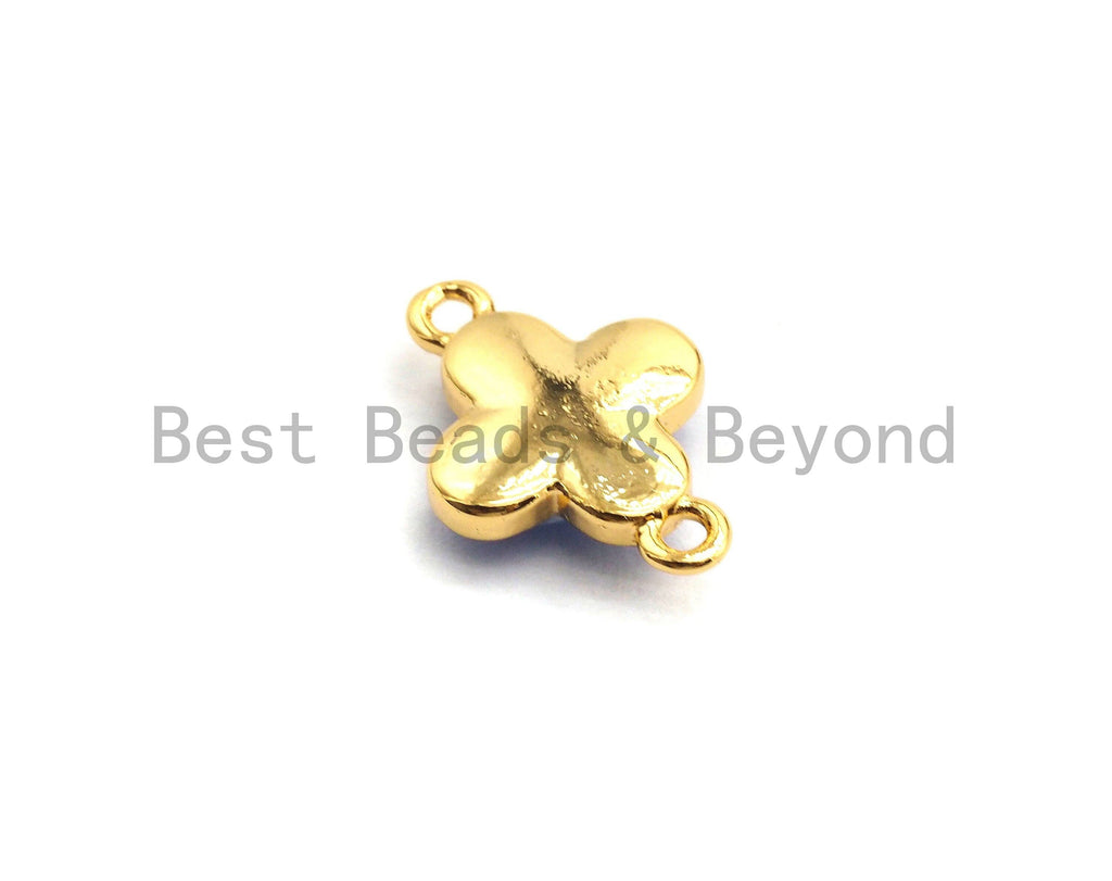 100% Natural Shell Blue Clover Connector with Gold/Silver Plated Edging, Natural Blue Shell, Ocean Jewelry, 10x15mm,SKU#Z290