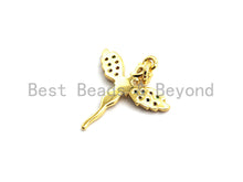 Load image into Gallery viewer, CZ Colorful Micro Pave Fairy Charm/Pendant, Angel Wing Lady Pave Pendant, Gold plated, 16x17mm, Sku#F751