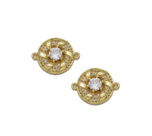Load image into Gallery viewer, Big CZ Gold Swirl Round Connector Charm, Sku#LK769