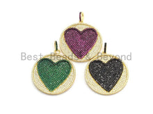 Load image into Gallery viewer, CZ Large Round With Heart Pendant, Sku#F689C