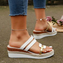 Load image into Gallery viewer, Women's Colorblock Wedge Sandals | Hemp Heel Platform Slides - Open Toe Summer Shoes