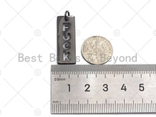 Load image into Gallery viewer, Hollow Out FUCK Bar Pendant, Gold/Rose Gold/Silver/Black Rectangle Cubic Zirconia Pendant, DIY Personality Jewelry Gift, 10x29mm, Sku#ML02