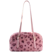Load image into Gallery viewer, Women's Furry Velvet Shoulder Tote Bag - Plush Leopard Print Handbag with Dual Straps