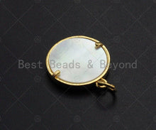 Load image into Gallery viewer, 18K Gold CZ Micro Pave Twinkle Little Stars Inlay Mother-of-pearl Pendant Charm, Cubic Zirconia Charm, 16mm, sku#Z1132