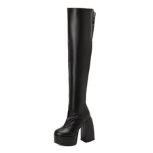 Load image into Gallery viewer, Women's Over-the-Knee Boots - Chunky Heel Platform Boots with Waterproof Design