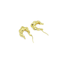 Load image into Gallery viewer, Gold Silver Twisted Oval Geometry Huggie Earrings, Sku#A217