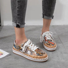 Load image into Gallery viewer, Women's Snake Print Platform Sneakers | Chunky Sole Slip-On Casual Shoes | PU Leather | EU 35-43