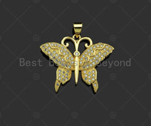 Load image into Gallery viewer, Gold Filled CZ Micro Pave Butterfly Shape Pendant, 18K Gold Filled Butterfly Charm, Necklace Bracelet Charm Pendant,28x23mm,Sku#LD92