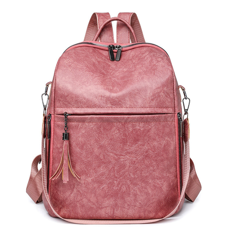 Classic Women's Vintage Backpack – PU Leather | Brown, Black, Pink