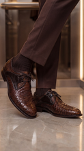 Load image into Gallery viewer, The Valmont Tan Python Leather Derby Men Shoe