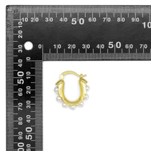 Load image into Gallery viewer, Gold Silver White Pearl Oval Hoop Earrings, Sku#A130