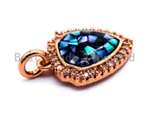 Load image into Gallery viewer, CZ Micro Pave Shield Shape Pendant with Abalone Shell, Cubic Zirconia CZ space Pendant,12x15mm,SKU#F416
